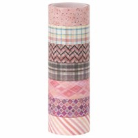 Клейкие WASHI-ленты для декора ОТТЕНКИ РОЗОВОГО, 15 мм х 3 м, 7 цветов, рисовая бумага, ОСТРОВ СОКРОВИЩ, 661704 661704