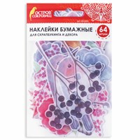 Наклейки для скрапбукинга ПРИРОДА из washi-бумаги, 64 штуки, 32 дизайна, ОСТРОВ СОКРОВИЩ, 662263 662263