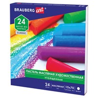 Пастель масляная художественная BRAUBERG ART CLASSIC, УТОЛЩЕННАЯ, 24 цвета, круглое сечение, 181452 181452