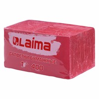 Салфетки бумажные 400 шт., 24х24 см, "Big Pack", красные, 100% целлюлоза, LAIMA, 114727 114727