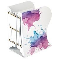 Подставка-держатель для книг и учебников BRAUBERG, раздвижная, металлическая, белая с печатью, 237903 237903
