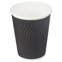 Стакан одноразовый бумажный 300/408 мл, D 90 мм, 40 шт., двухслойный для холодного/горячего, Impresso Black Wave, СКАНДИПАКК, -2406, 771W1200-2406 606904