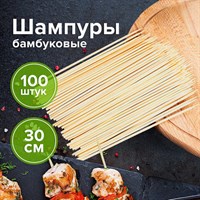 Шпажки-шампуры для шашлыка бамбуковые 300 мм, 100 штук, БЕЛЫЙ АИСТ, 607571, 67 607571