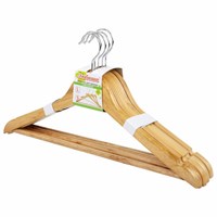 Вешалки-плечики, размер 48-50, КОМПЛЕКТ 5 шт., деревянная, перекладина, цвет сосна, ЛЮБАША Эконом, 604895 604895