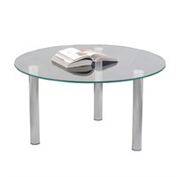 Стол журнальный, стекло/металл, Кристалл - ОМ, 800х800х417 мм, хром, 1101 530709