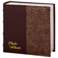 Фотоальбом BRAUBERG на 300 фотографий 10х15 см, обложка под кожу, бумажные страницы, бокс, бордо+бронза, 390681 390681