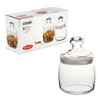 Банка для сыпучих продуктов, с крышкой, КОМПЛЕКТ 3 штуки, 500 мл, стекло, PASABAHCE 