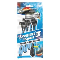 Бритвы одноразовые КОМПЛЕКТ 5 шт. LASER SPORT 3 (аналог Gillette Blue 3), три лезвия, 836801005629 608441