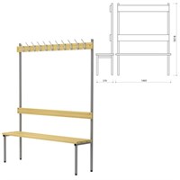 Скамья с вешалкой, спинкой П-091Д/1,5 (1818х1480х370 мм), 11 крючков, дерево, металлокаркас 601739