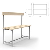 Скамья со спинкой деревянная на металлокаркасе 