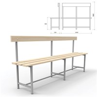 Скамья со спинкой деревянная на металлокаркасе 