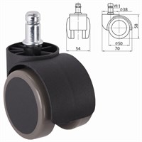 Колеса (ролики) для кресла, комплект 5 шт., прорезиненные, шток d - 11 мм, цвет черный 531473