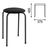 Табурет РС01-Т011В, черный каркас, кожзам черный, РС01-Т011В-201- 531654