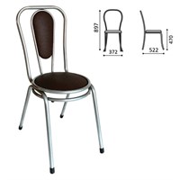 Стул для столовых, кафе, дома РС06, серебристый каркас, кожзам темно-коричневый 532047