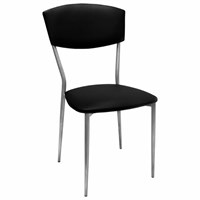 Стул для столовых, кафе, дома РС23, серебристый каркас, экокожа черная 532783