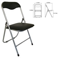 Стул складной для дома и офиса РС04, серебристый каркас, кожзам черный 532044