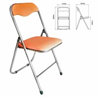 Стул складной для дома и офиса РС04, серебристый каркас, кожзам песочный 532043