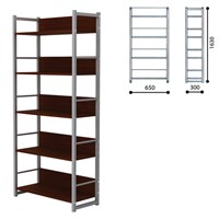 Стеллаж на металлокаркасе, 1630х650х300 мм, серый каркас, 5 полок ЛДСП орех, Д-343 290526