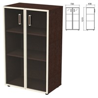 Шкаф закрытый со стеклом в алюминиевой рамке 