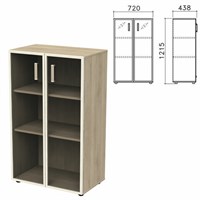 Шкаф закрытый со стеклом в алюминиевой рамке 