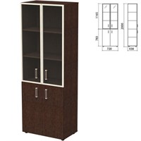 Шкаф закрытый со стеклом в алюминиевой рамке 