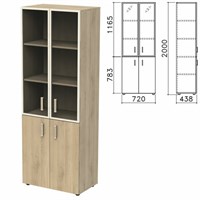 Шкаф закрытый со стеклом в алюминиевой рамке 