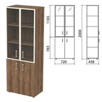 Шкаф закрытый со стеклом в алюминиевой рамке 