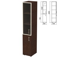 Шкаф закрытый со стеклом в алюминиевой рамке 