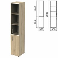 Шкаф закрытый со стеклом в алюминиевой рамке 