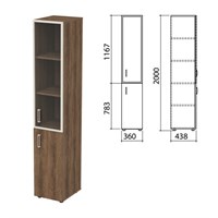 Шкаф закрытый со стеклом в алюминиевой рамке 