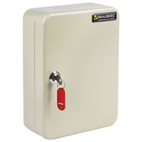 Шкафчик (Ключница) на 48 ключей BRAUBERG, 250х180х80 мм, с замком, + 48 брелоков, серый, 290338 290338