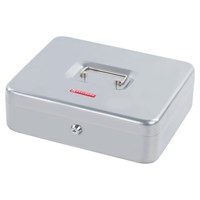 Ящик для денег, ценностей, документов, печатей, 90х240х300 мм, ключевой замок, серебристый, BRAUBERG, 291060 291060