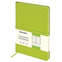 Блокнот А5 148x218 мм, BRAUBERG Metropolis X, под кожу, 80 л., резинка, клетка, светло-зеленый, 111033 111033