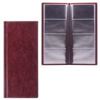 Визитница четырехрядная на 96 визитных, дисконтных или кредитных карт, бордовая, 