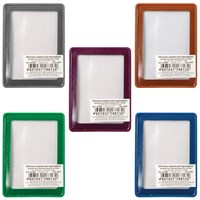 Обложка-карман для проездных документов, карт, пропусков, 92х69 мм, прозрачная, ПВХ, в цветной рамке, ассорти, ДПС, 2204 235883