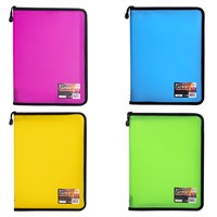 Папка на молнии пластиковая BRAUBERG, А4, 325х230 мм, 4 цвета ассорти, неоновая, 224054 224054