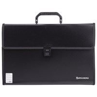 Папка-портфель пластиковая BRAUBERG ПРЕЗИДЕНТ А4 (390х260х40 мм), 3 отделения, черная, РОССИЯ, 226022 226022