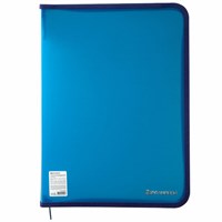 Папка на молнии пластиковая, А4, объемная, 335х240х20 мм, тонированная синяя, BRAUBERG, Россия, 226035 226035