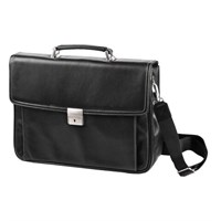 Портфель из натуральной кожи, 38х27х12 см, 2 отделения, замок с ключом, черный, 2-237 240365