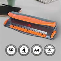 Переплетная машина для пластиковой пружины BRAUBERG BM-4, + ДЫРОКОЛ на 4 отверстия, пробивает 4 л., сшивает до 50 л., 531585 531585