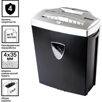 Уничтожитель (шредер) BRAUBERG S12, 4 уровень секретности, фрагменты 4х35 мм, 12 листов, корзина 25 литров, 531774 531774