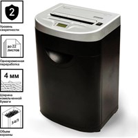Уничтожитель (шредер) BRAUBERG S22-S, 2 уровень секретности, полоски 4 мм, 22 листа, корзина 34 литра, CD, 531773 531773