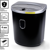 Уничтожитель (шредер) BRAUBERG S8-DS, 2 уровень секретности, полоски 4 мм, 8 листов, корзина 23 литра, 531772 531772