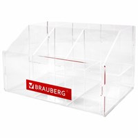 Подставка под письменные принадлежности BRAUBERG, 6 отделений, 15х24х16 см, оргстекло, 505923 505923