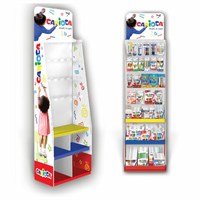 Стойка для размещения товара напольная усиленная CARIOCA, 200х60х40 см, 3 полки, 25 крючков, картон, 504865 504865