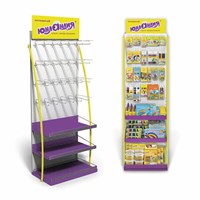 Стойка для размещения товара напольная ЮНЛАНДИЯ, 2050x600x500 мм, 25 крючков, 3 полки, металл, 504879 504879