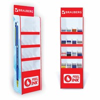 Стойка под письменные принадлежности усиленная BRAUBERG, 180х50х30 см, 4 полки, 16 ячеек, картон, 504342 504342