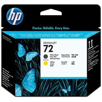 Головка печатающая для плоттера HP (C9384A) Designjet T610/795/1100 и др., №72, черная матовая и желтая, оригинальная 361334
