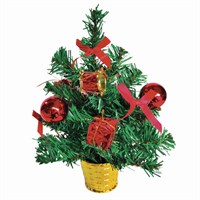 Ель искусственная новогодняя декоративная ЗОЛОТАЯ СКАЗКА 30 см, ПВХ, красные украшения, 591320 591320