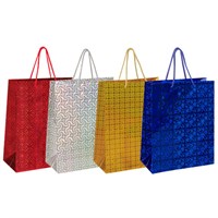 Пакет подарочный (1 штука) 26x13x32 см, ЗОЛОТАЯ СКАЗКА голография, ассорти 4 цвета, 606607 606607